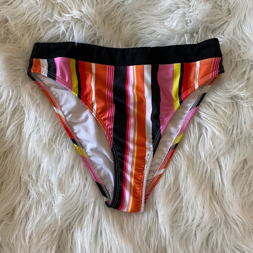 High Rise Dolls Kill Striped Swimsuit Bottoms Size Small Orange Cute Mistake